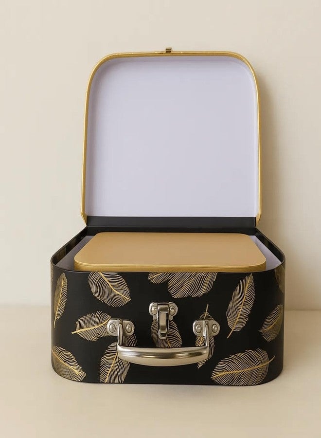 اويسيس مجموعة أواسيس من 3 صناديق هدايا مستطيلة لعيد الحب وسلال الزهور مع غطاء | صندوق باقة كلاسيكي لتنسيقات الزهور وسلال الهدايا | صندوق تغليف هدايا مزخرف على طراز تانك - أسود وذهبي - Image 4